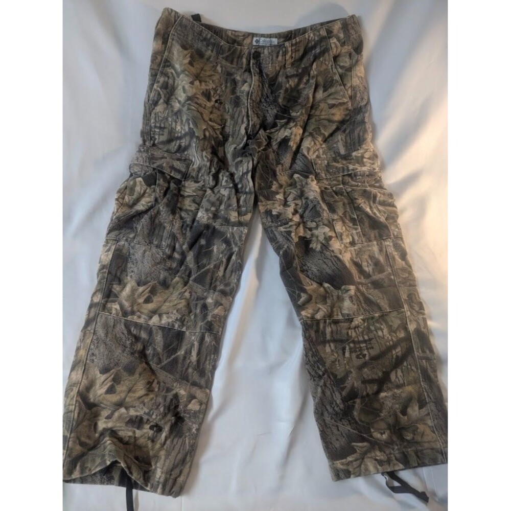 Columbia Camo Double Knee Hunting Pants Woodland Cotton Outdoor Workwear Mens 38